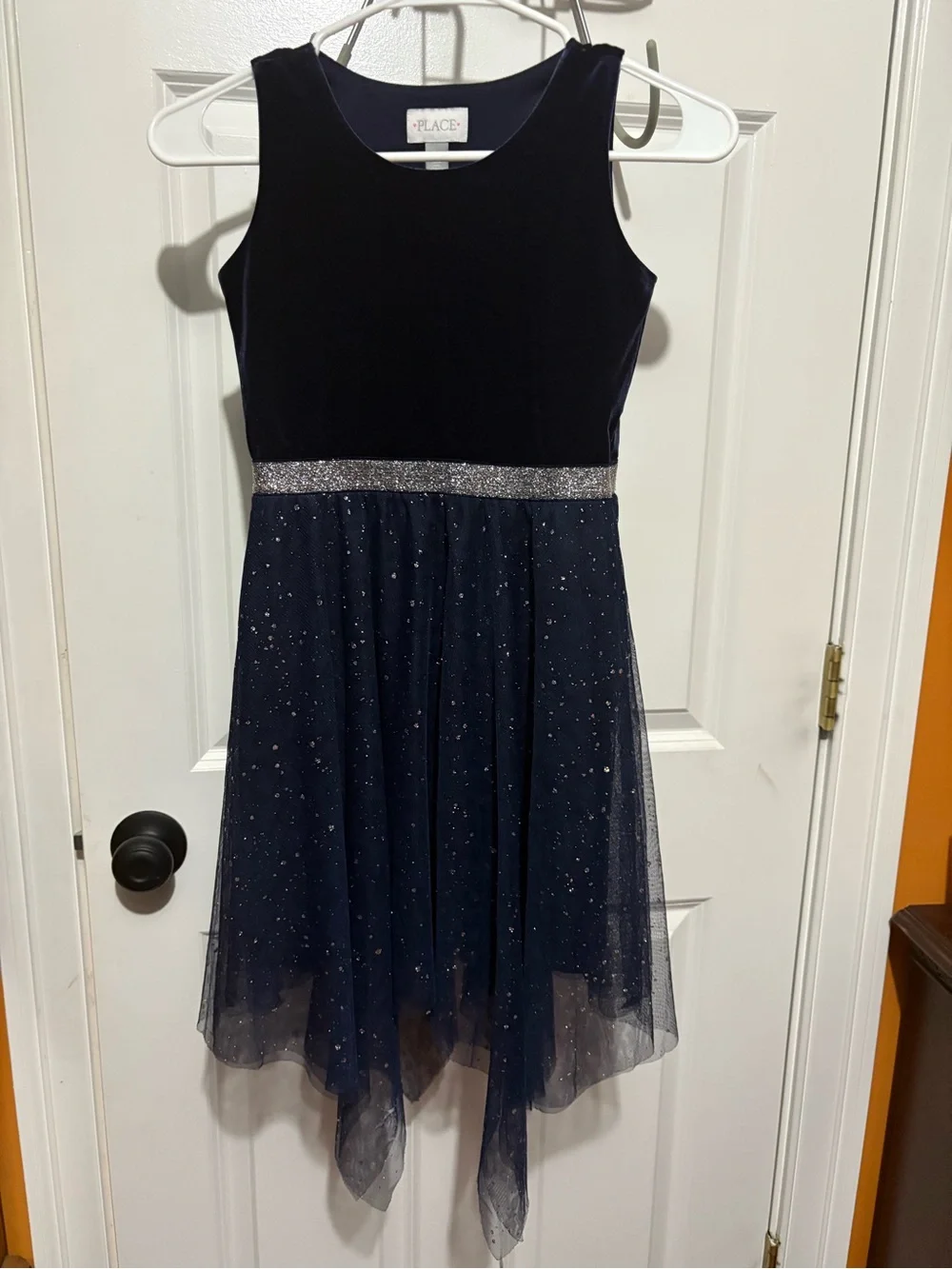 The Children's Place Midnight Navy Velvet & Sparkle Tulle Dress